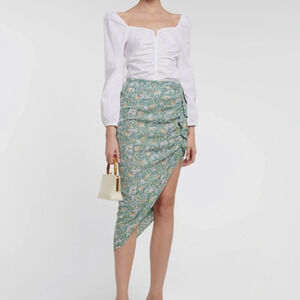 Veronica Beard Hazel Floral Asymmetric Midi Skirt